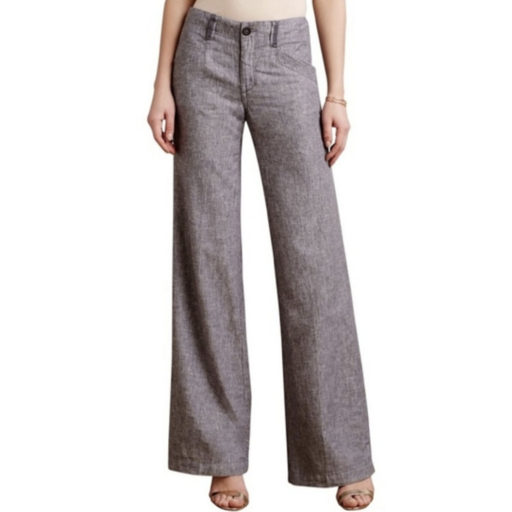 ANTHRO Pilcro and the Letterpress Wide Leg Linen Pants Size 0 Petite